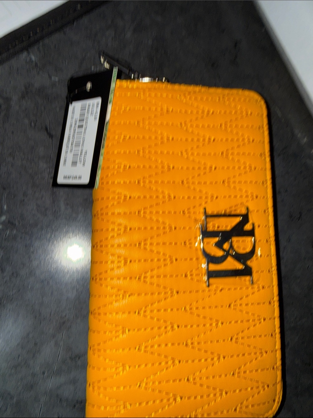 Badgley Mischka Quilted Zip Wallet in Orange